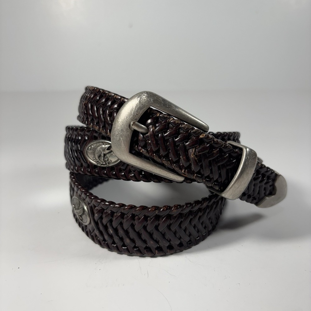 Columbia Sportswear Bonded Leather Belt Mens 40 Fish Duck Moose Buttons CSK007